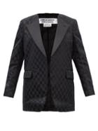 Comme Des Garons Comme Des Garons - Distressed-collar Checkerboard-jacquard Jacket - Womens - Black