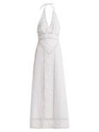 Matchesfashion.com Talitha - White Lace Insert Halterneck Dress - Womens - White
