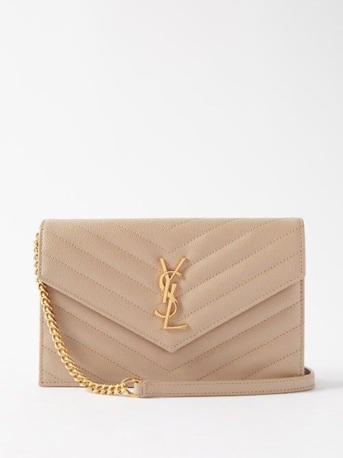 Saint Laurent - Envelope Chevron-leather Wallet - Womens - Dark Beige
