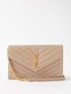 Saint Laurent - Envelope Chevron-leather Wallet - Womens - Dark Beige