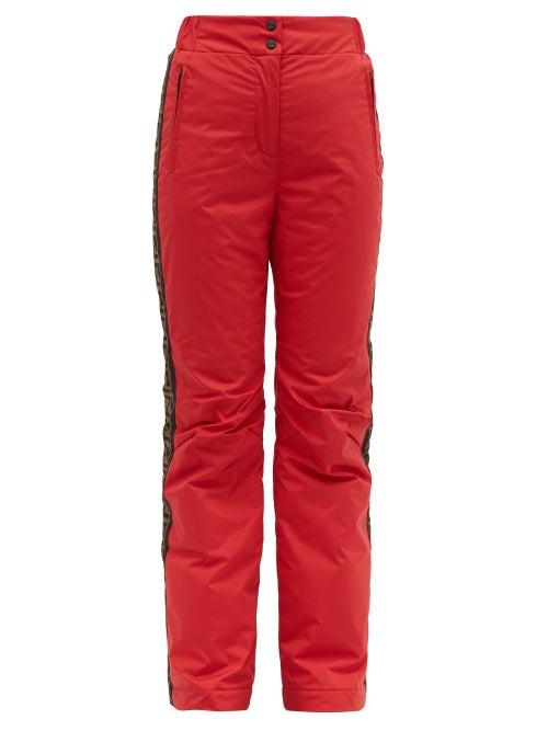 Matchesfashion.com Fendi - Ff Side-striped Padded Slim-fit Ski Trousers - Womens - Red