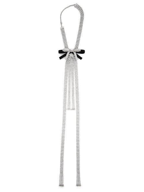 Matchesfashion.com Miu Miu - Crystal Embellished Bow Tie Necklace - Womens - Crystal