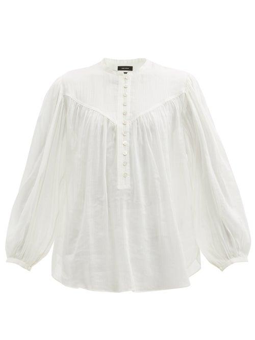 Matchesfashion.com Isabel Marant - Kiledia Crinkled Cotton-blend Blouse - Womens - Ivory