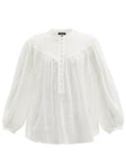 Matchesfashion.com Isabel Marant - Kiledia Crinkled Cotton-blend Blouse - Womens - Ivory