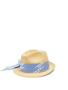 Matchesfashion.com Miu Miu - Cotton Scarf Embellished Straw Hat - Womens - Blue