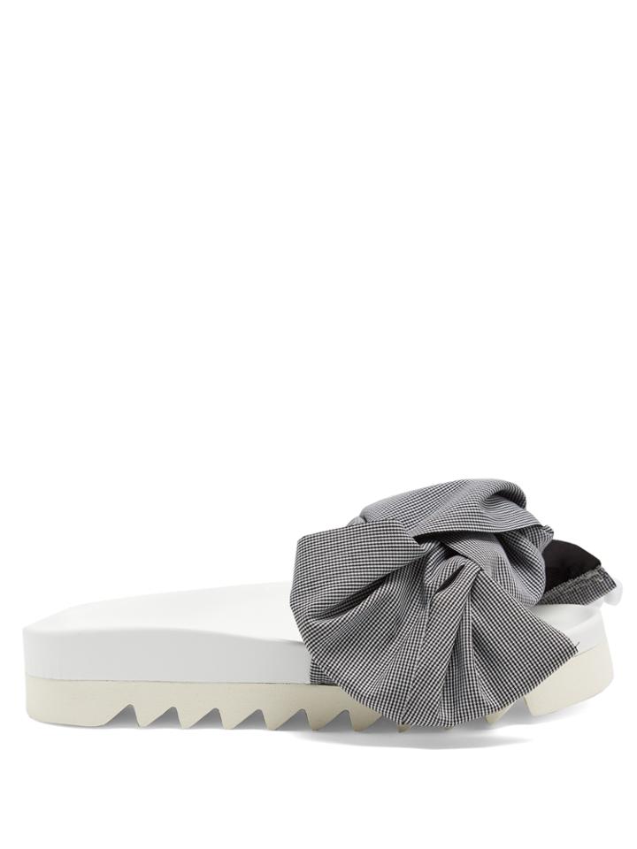 Joshua Sanders Gingham-bow Platform Slides