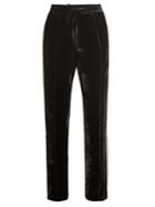 Serena Bute Contrast-striped Straight-leg Velvet Trousers