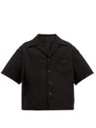 Matchesfashion.com Prada - Logo Appliqu Virgin Wool Blend Bowling Shirt - Mens - Black