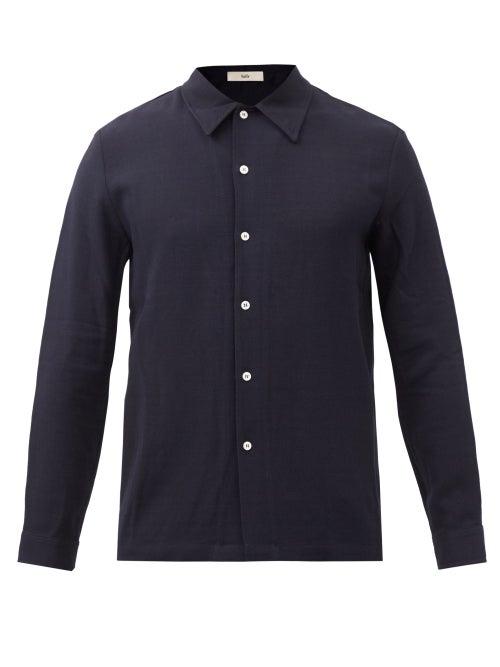 Sfr - Rampoua Crepe Shirt - Mens - Dark Navy