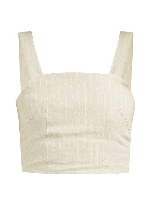 Matchesfashion.com Racil - Hedy Pinstriped Linen Cropped Top - Womens - Beige