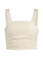 Matchesfashion.com Racil - Hedy Pinstriped Linen Cropped Top - Womens - Beige