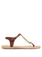Matchesfashion.com Ancient Greek Sandals - Iokasti Charm T Bar Leather Sandals - Womens - Dark Brown