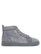 Christian Louboutin - Louis Orlato Suede High-top Trainers - Mens - Grey