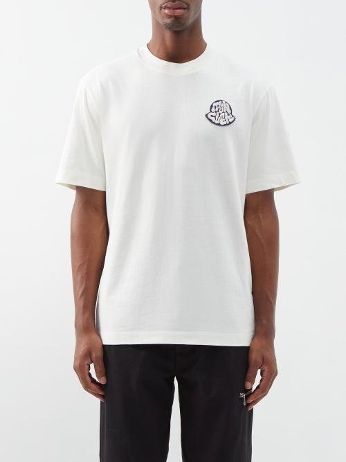 Moncler - Logo-patch Cotton-jersey T-shirt - Mens - Cream
