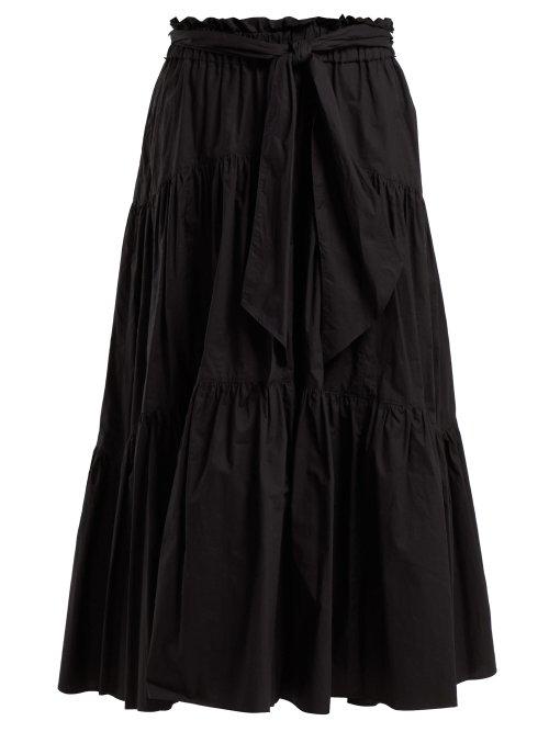 Matchesfashion.com Proenza Schouler - Cotton Tiered Midi Skirt - Womens - Black