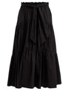 Matchesfashion.com Proenza Schouler - Cotton Tiered Midi Skirt - Womens - Black