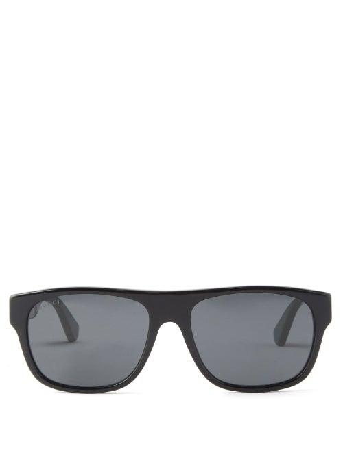 Gucci Eyewear - D-frame Web-stripe Acetate Sunglasses - Mens - Black Multi