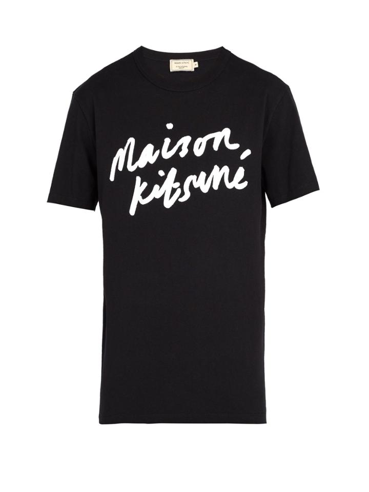Maison Kitsuné Crew-neck Logo-print Cotton T-shirt