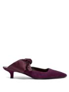Matchesfashion.com The Row - Coco Bow Embellished Suede Mules - Womens - Burgundy