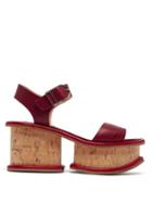 Matchesfashion.com Gabriela Hearst - Harrigan Leather And Cork Platform Sandals - Womens - Burgundy