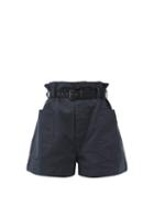 Matchesfashion.com Isabel Marant Toile - Rike Belted Cotton-blend Shorts - Womens - Black