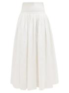 Matchesfashion.com Anaak - Orai Smocked Cotton-blend Maxi Skirt - Womens - White