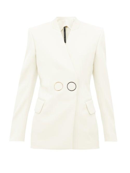 Matchesfashion.com Petar Petrov - Jestine Collarless Double Breasted Wool Jacket - Womens - Ivory