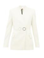 Matchesfashion.com Petar Petrov - Jestine Collarless Double Breasted Wool Jacket - Womens - Ivory