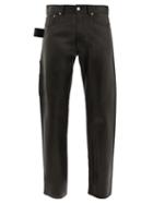 Matchesfashion.com Bottega Veneta - V-stitched Leather Trousers - Mens - Black