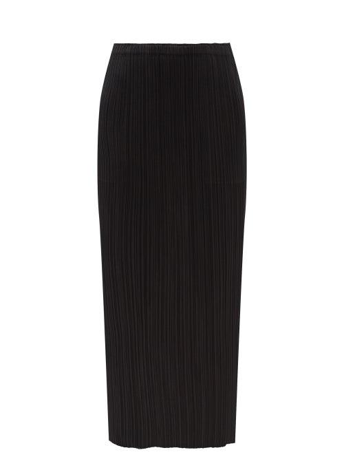 Pleats Please Issey Miyake - Technical-pleated Midi Skirt - Womens - Black