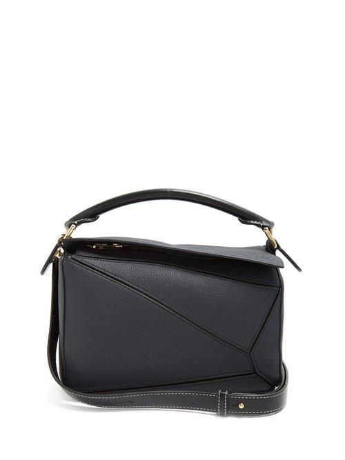 Matchesfashion.com Loewe - Puzzle Small Grained Leather Cross Body Bag - Womens - Black