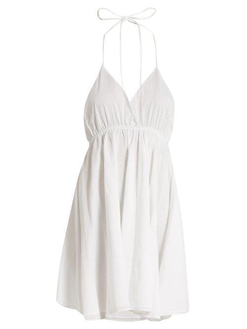 Matchesfashion.com Loup Charmant - Bahia Halterneck Cotton Dress - Womens - White