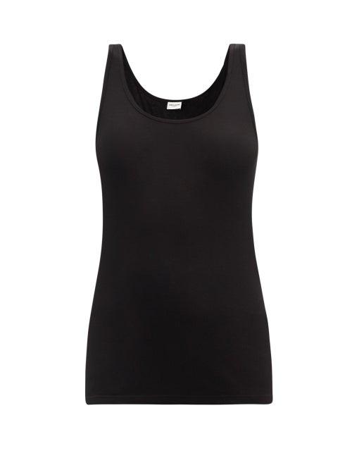 Matchesfashion.com Saint Laurent - Scoop-neck Ribbed Modal-blend Tank Top - Womens - Black