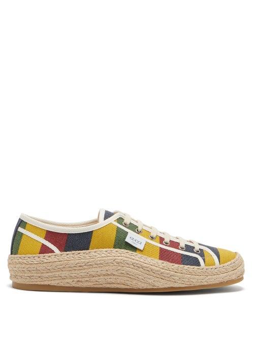 Matchesfashion.com Gucci - Baiadera-striped Canvas Espadrille Trainers - Mens - Multi