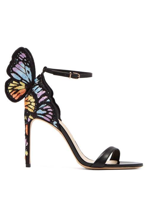Matchesfashion.com Sophia Webster - Chiara Butterfly Wing Leather Stiletto Sandals - Womens - Black Multi