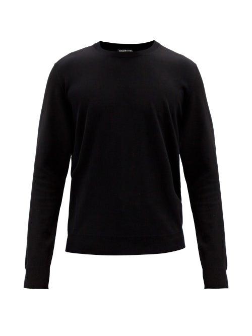 Matchesfashion.com Balenciaga - Bb Logo-jacquard Wool Sweater - Mens - Black