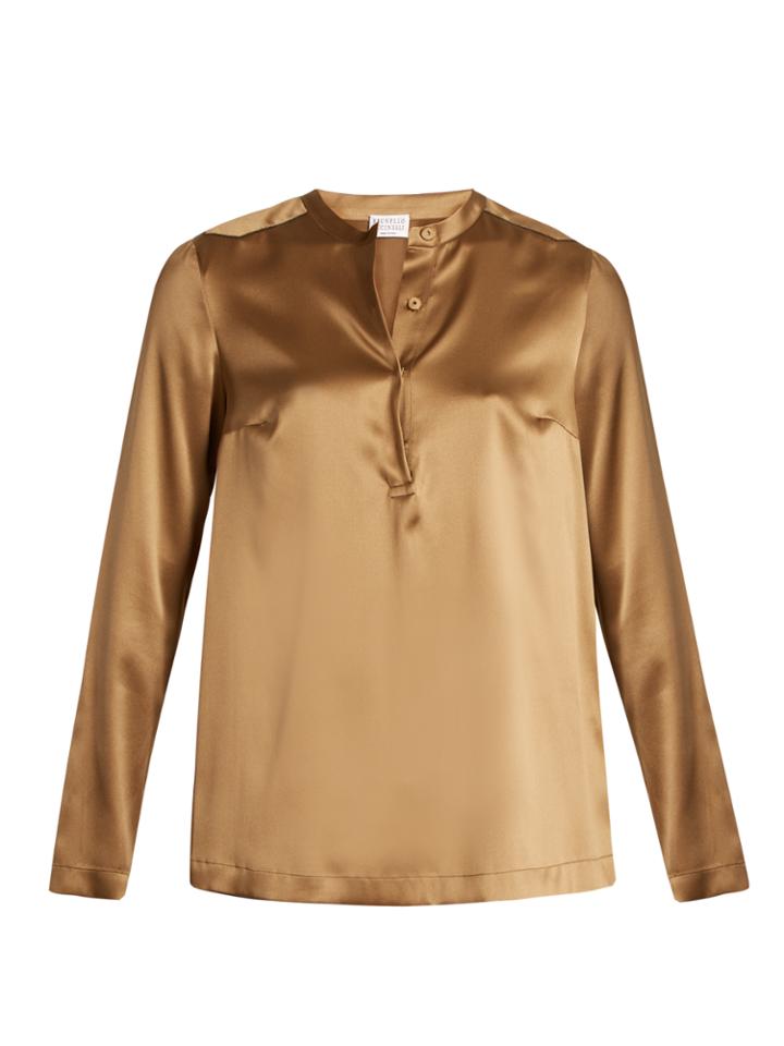 Brunello Cucinelli Stretch-silk Beaded Blouse