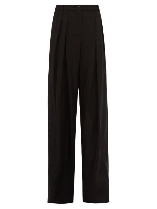 Matchesfashion.com Jacquemus - Avignon Pleated Wide Leg Canvas Trousers - Womens - Black