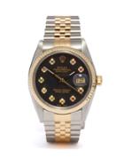 Lizzie Mandler - Vintage Rolex Datejust 35mm Sapphire & Gold Watch - Womens - Black