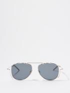 Thom Browne Eyewear - Aviator Metal Sunglasses - Mens - Silver Grey