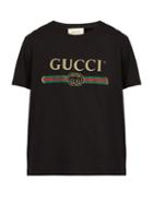 Matchesfashion.com Gucci - Fake Logo Print Cotton T Shirt - Mens - Black