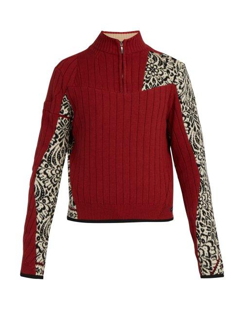 Matchesfashion.com Gmbh - Arthur One Of A Kind Panelled Wool Sweater - Mens - Red