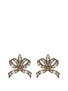 Matchesfashion.com Gucci - Faux Pearl And Feline Embellished Bow Earrings - Womens - Pearl