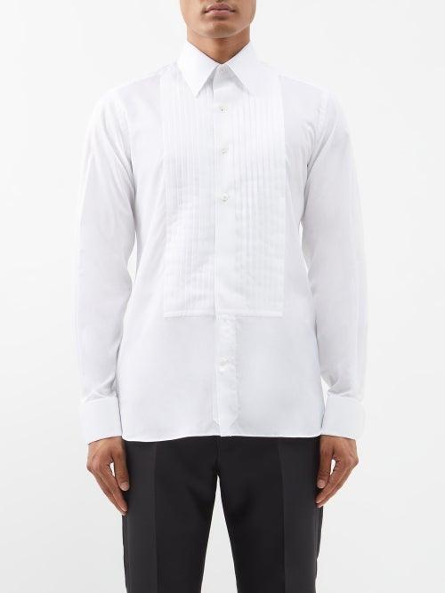 Tom Ford - Pleated Bib-front Cotton-poplin Tuxedo Shirt - Mens - White