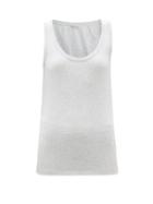 Ladies Rtw Brunello Cucinelli - Scoop-neck Ribbed Cotton-blend Jersey Tank Top - Womens - Light Grey