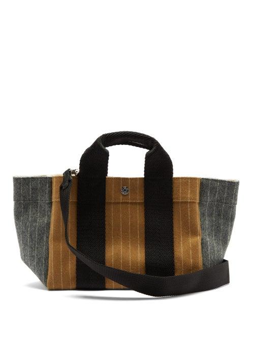 Matchesfashion.com Rue De Verneuil - Parcours Small Pinstriped Flannel Tote Bag - Womens - Brown Multi