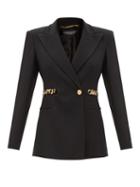 Versace - Chain-embellished Single-breasted Twill Blazer - Womens - Black