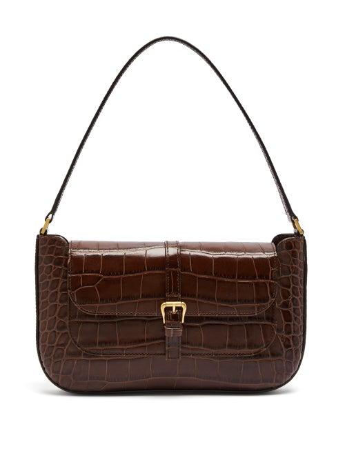 Matchesfashion.com By Far - Miranda Croc-embossed Brown Leather Shoulder Bag - Womens - Brown
