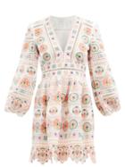 Matchesfashion.com Zimmermann - Brighton Broderie-anglaise Cotton Mini Dress - Womens - Orange Print