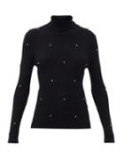 Matchesfashion.com Christopher Kane - Crystal-embellished Ribbed Merino-wool Sweater - Womens - Black